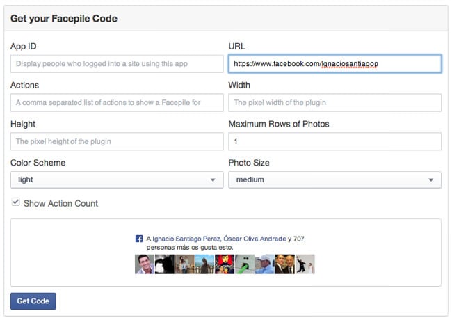 Socializa tu Página Web Botones, plugins y widgets oficiales de Facebook plugin facepile