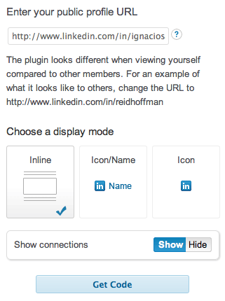 Socializa tu Pagina Web Botones, plugins y widgets oficiales de Linkedin plugin perfil linkedin