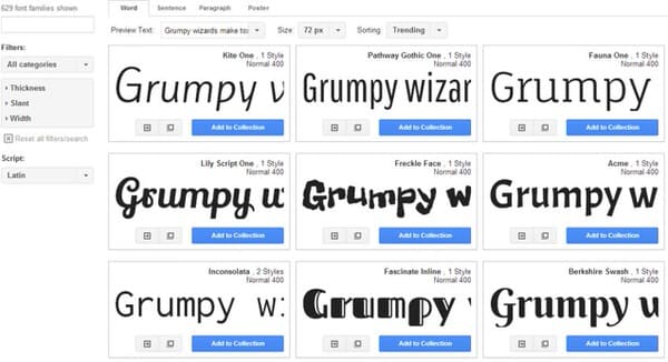 Lista de herramientas de Google: Google Fonts