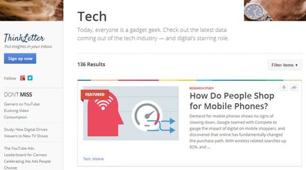 Lista de herramientas de Google: Google think insights