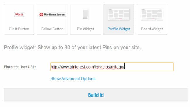 Socializa tu Página Web Botones, plugins y widgets oficiales de Pinterest widget embed profile