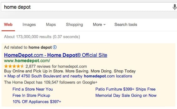 dominar primera pagina google serps extensiones anuncios adwords home depot