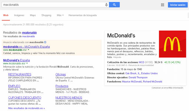 dominar primera pagina google serps google plus macdonalds