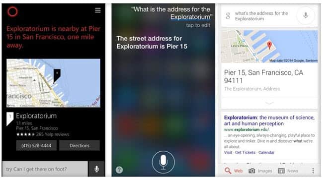 asistentes voz windows cortana android google now apple ios siri direccion