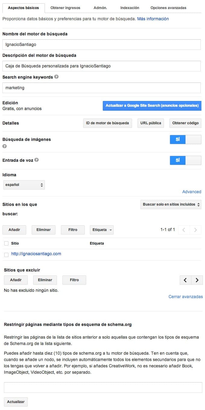 caja busqueda personalizada google blog configuracion aspectos basicos