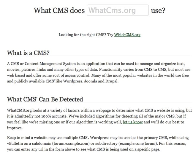mejores herramientas detectar cms plantilla plugins pagina web whatcms