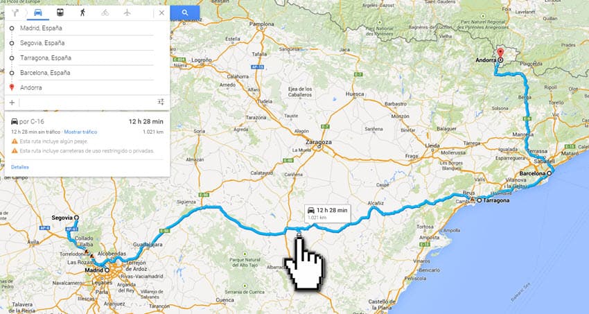 trucos google maps rutas alternativas arrastrando puntos