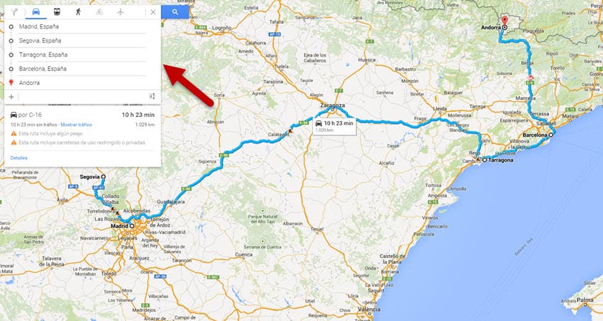 trucos google maps rutas varias paradas