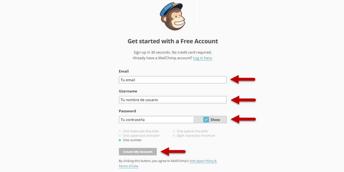 tutorial mailchimp crear cuenta