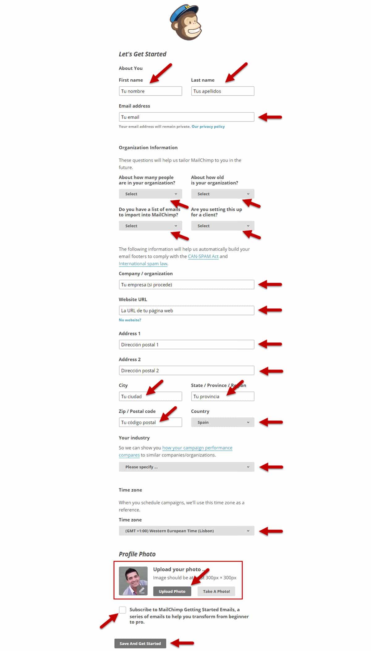 tutorial mailchimp registro datos