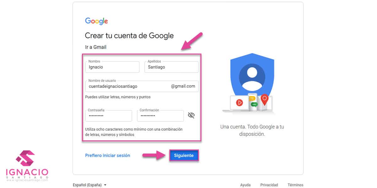 como crear cuenta google correo electronico gmail español