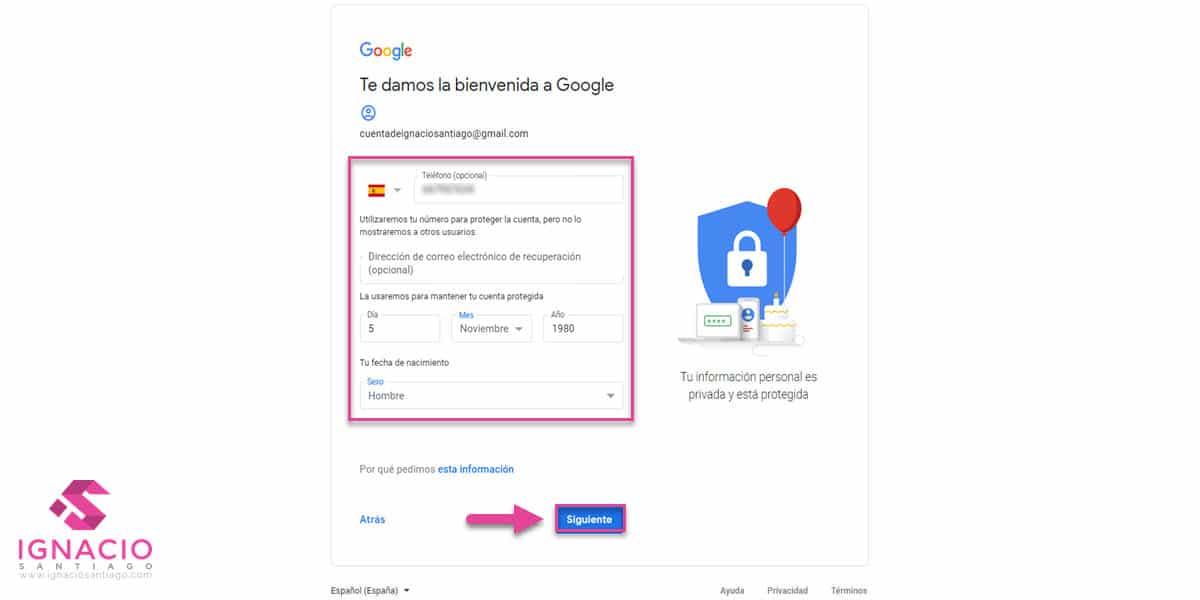 como crear cuenta google correo electronico gmail español datos personales