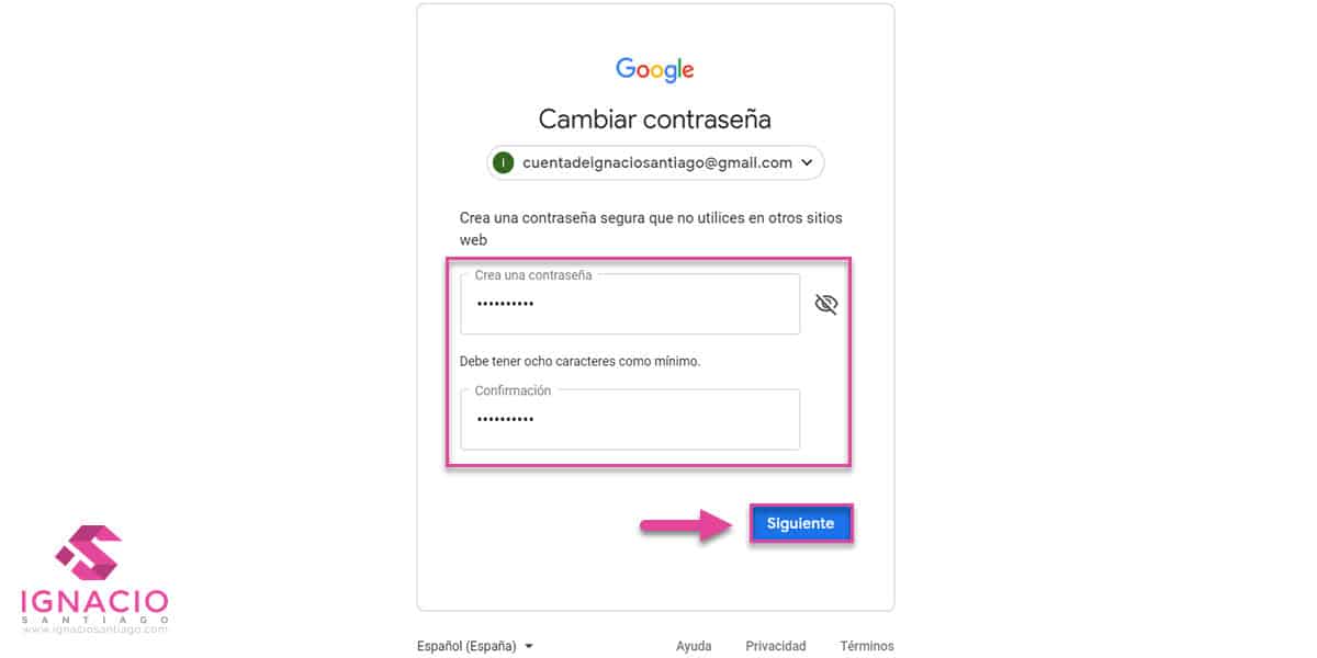 como recuperar restablecer contraseña cuenta google correo electronico gmail español nueva
