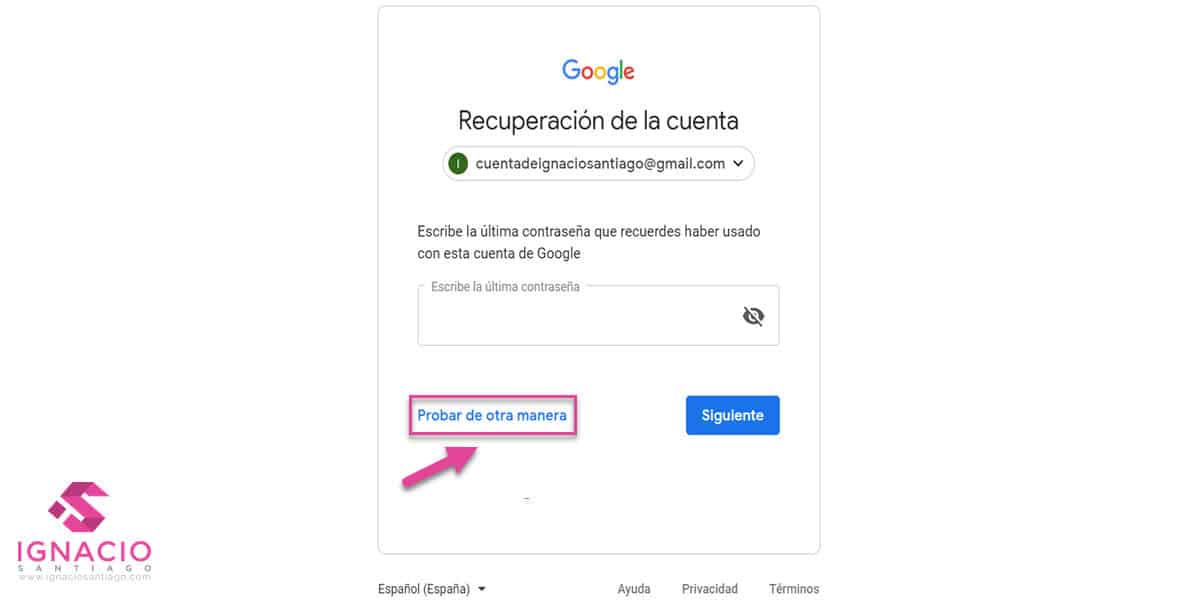 como recuperar restablecer contraseña cuenta google correo electronico gmail español otras opciones