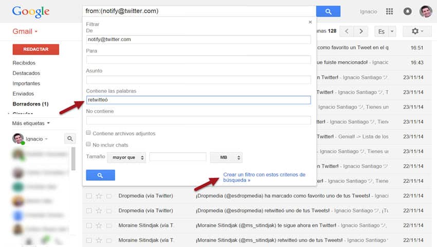 tutorial como usar twitter email gmail filtros