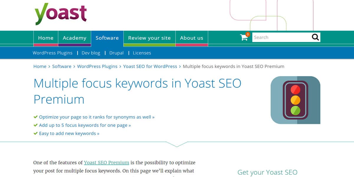 herramientas de pago wordpress yoast seo premium multiple focus keywords palabras clave