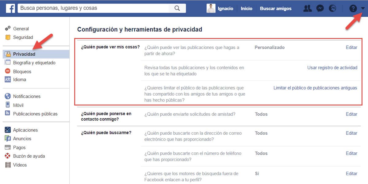 guia eliminar historial redes sociales configuracion privacidad facebook
