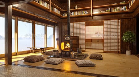 renders 3d envato elements japanese interior design