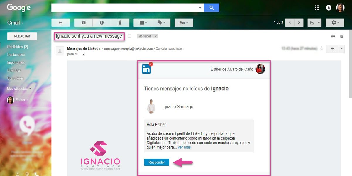 como configurar cuenta linkedin español aceptar recomendacion buzon correo