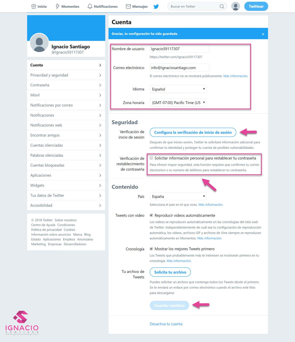 como crear cuenta perfil twitter español ajustes configuracion