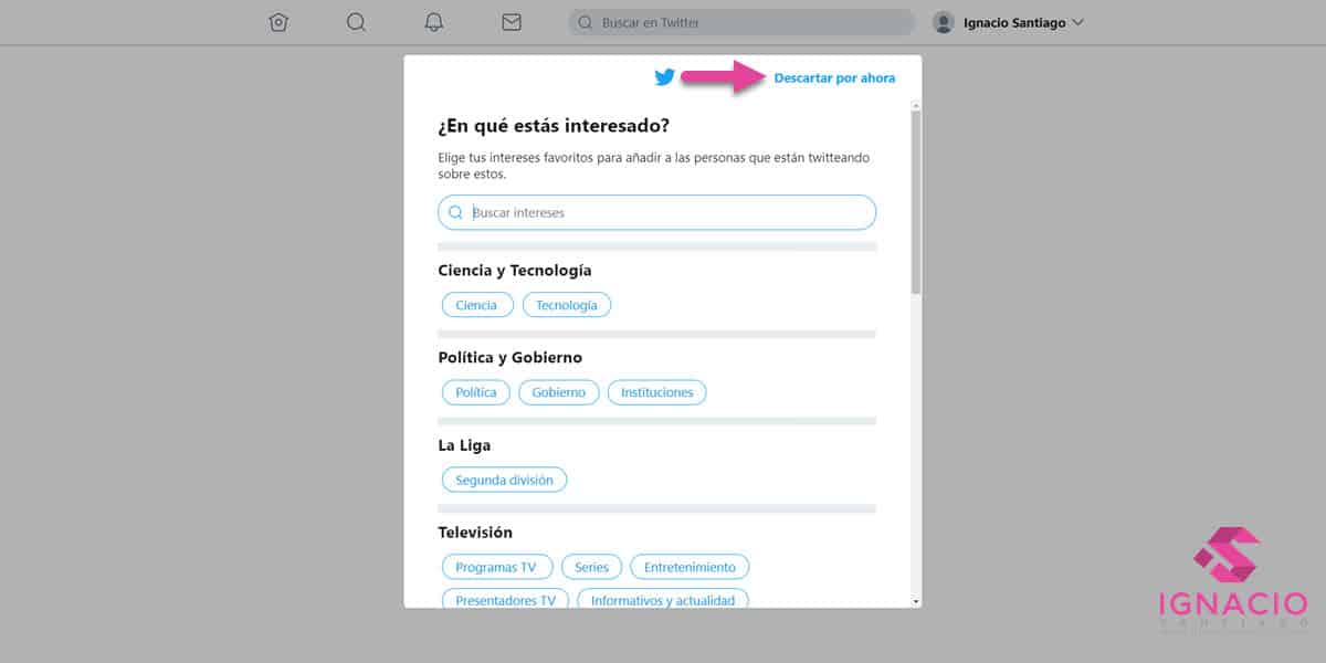 como crear cuenta perfil twitter español intereses