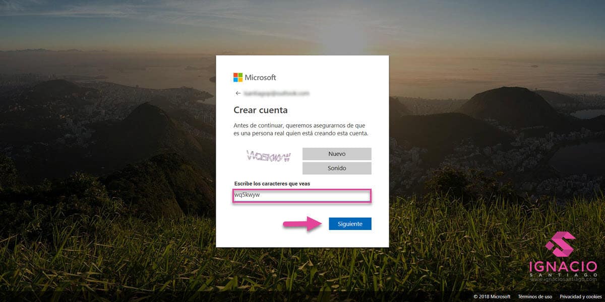 como crear cuenta correo electronico microsoft outlook hotmail español captcha