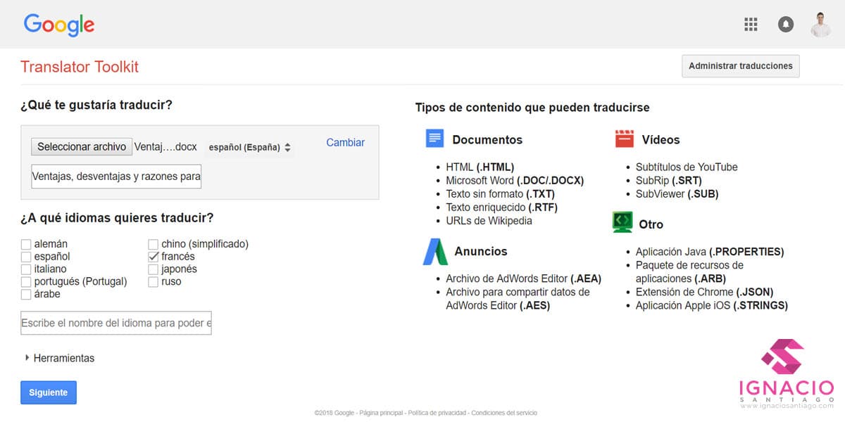 google translator toolkit como traducir documentos