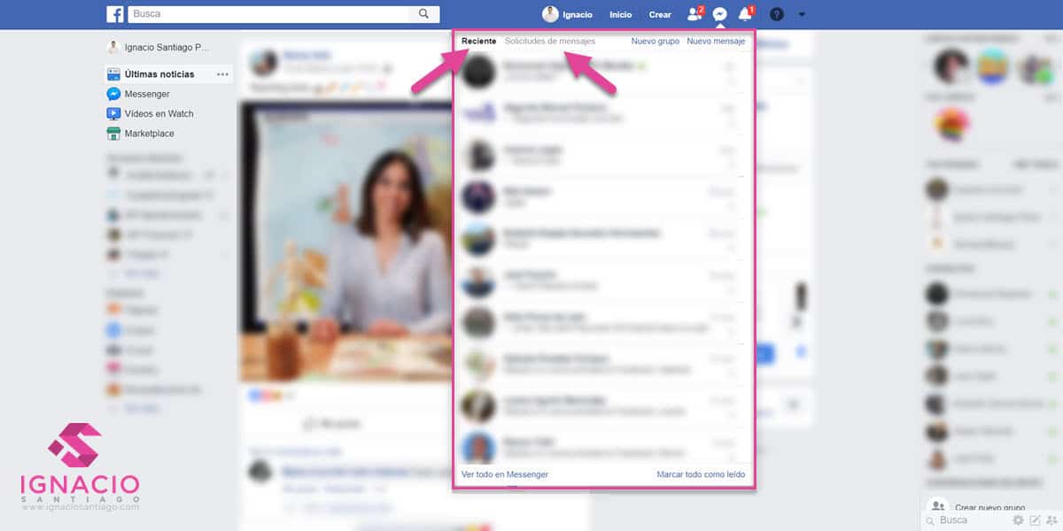 consejos secretos trucos facebook bandeja de entrada solicitudes de mensajes ver mensajes filtrados
