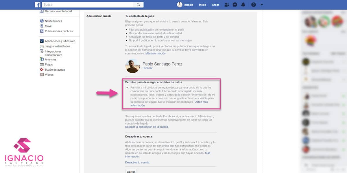 consejos secretos trucos facebook como administrar cuenta añadir contacto legado