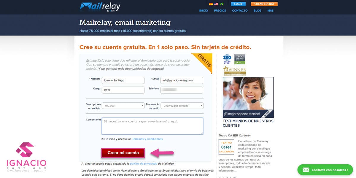 herramienta email marketing gratis como crear cuenta mailrelay