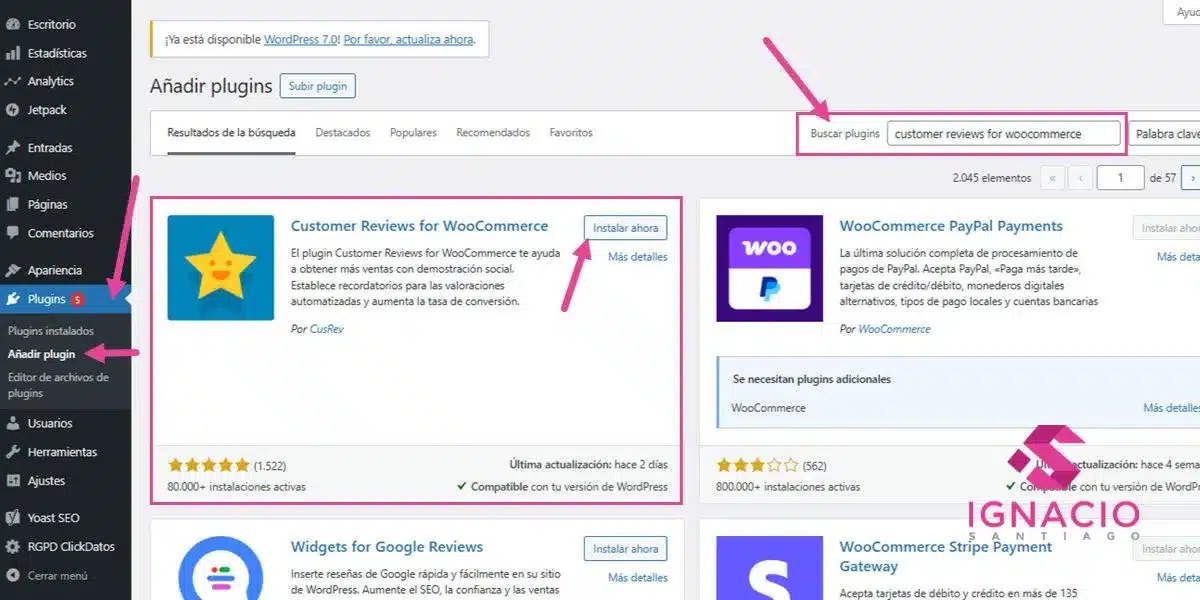 customer reviews for woocommerce instalacion paso 1